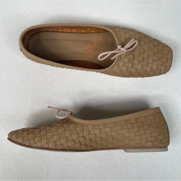 Freda Salvador Jada Square Toe Ballet Flats Woven Latte Size 9.5 - Picture 2 of 13